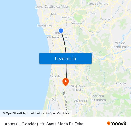 Antas (L. Cidadão) to Santa Maria Da Feira map