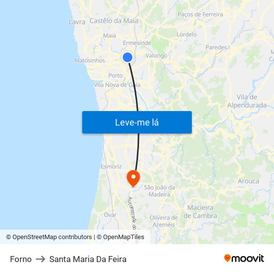 Forno to Santa Maria Da Feira map