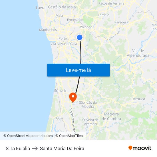 S.Ta Eulália to Santa Maria Da Feira map
