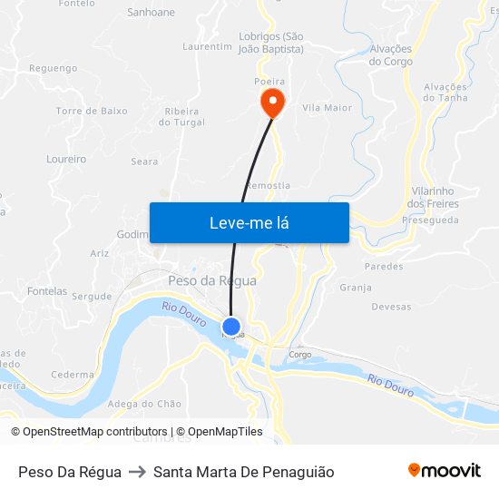 Peso Da Régua to Santa Marta De Penaguião map