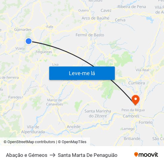 Abação e Gémeos to Santa Marta De Penaguião map