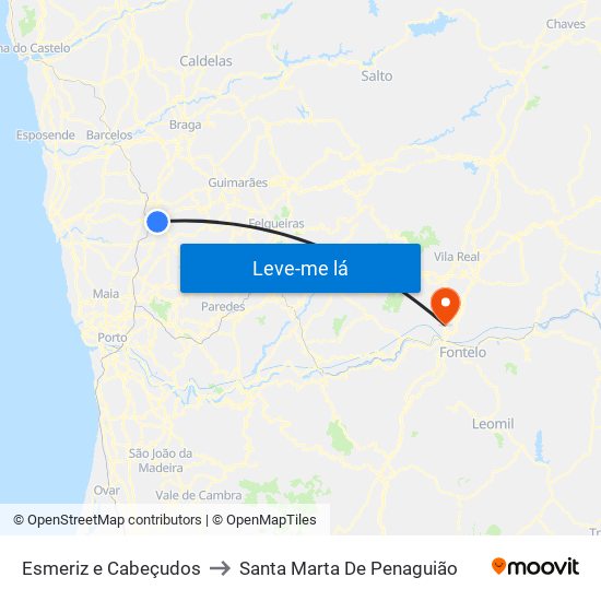 Esmeriz e Cabeçudos to Santa Marta De Penaguião map