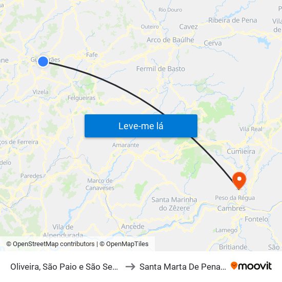 Oliveira, São Paio e São Sebastião to Santa Marta De Penaguião map