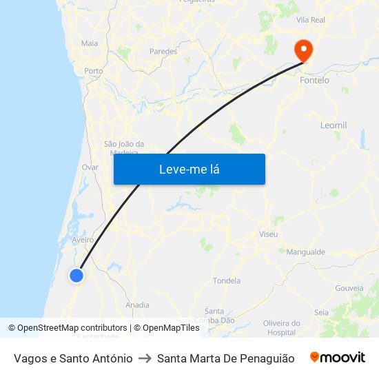 Vagos e Santo António to Santa Marta De Penaguião map