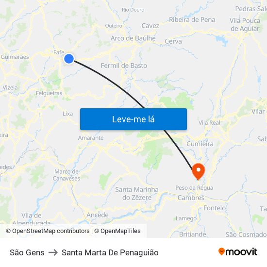 São Gens to Santa Marta De Penaguião map