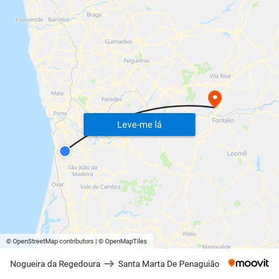 Nogueira da Regedoura to Santa Marta De Penaguião map