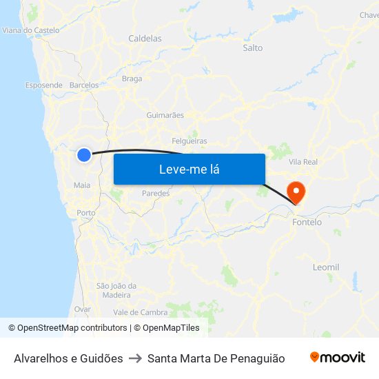 Alvarelhos e Guidões to Santa Marta De Penaguião map