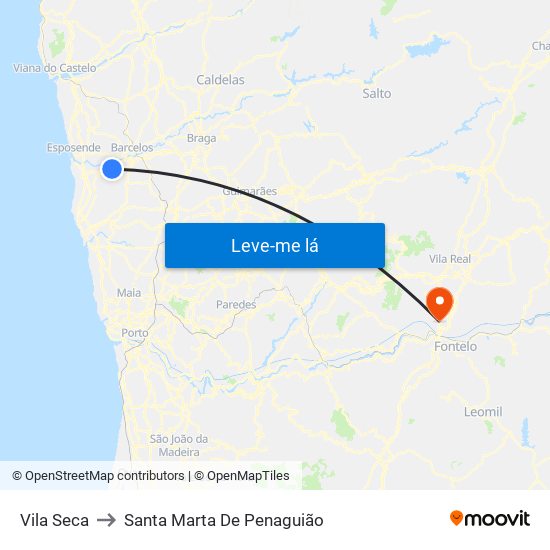 Vila Seca to Santa Marta De Penaguião map