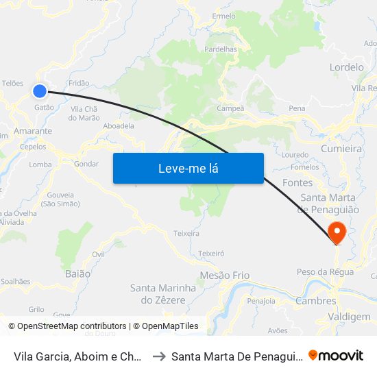 Vila Garcia, Aboim e Chapa to Santa Marta De Penaguião map