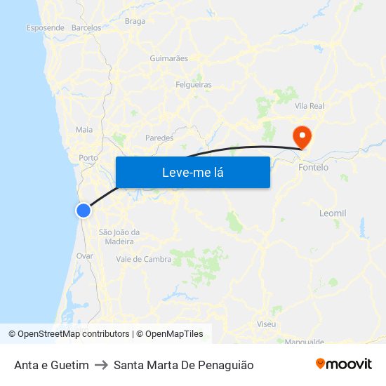 Anta e Guetim to Santa Marta De Penaguião map