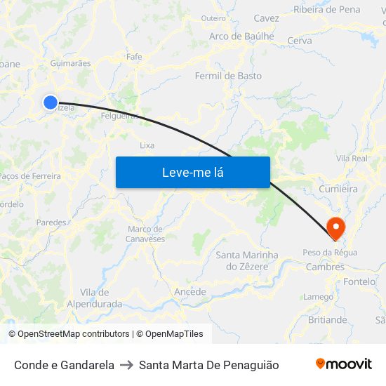 Conde e Gandarela to Santa Marta De Penaguião map