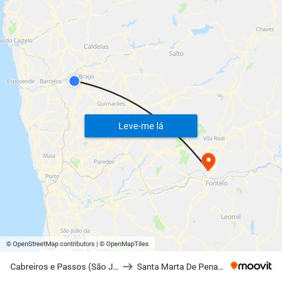 Cabreiros e Passos (São Julião) to Santa Marta De Penaguião map