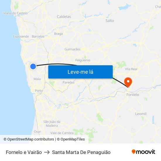 Fornelo e Vairão to Santa Marta De Penaguião map