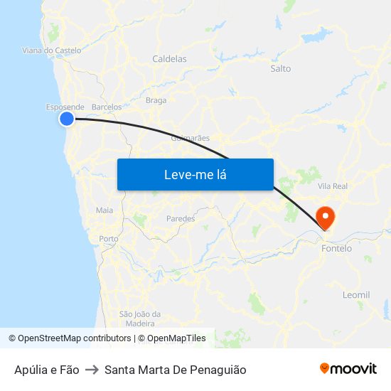 Apúlia e Fão to Santa Marta De Penaguião map