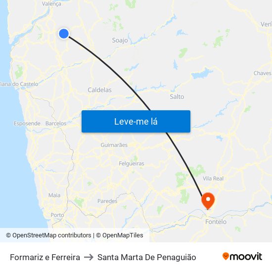 Formariz e Ferreira to Santa Marta De Penaguião map