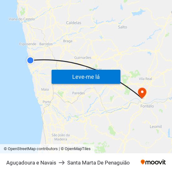 Aguçadoura e Navais to Santa Marta De Penaguião map