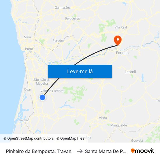 Pinheiro da Bemposta, Travanca e Palmaz to Santa Marta De Penaguião map