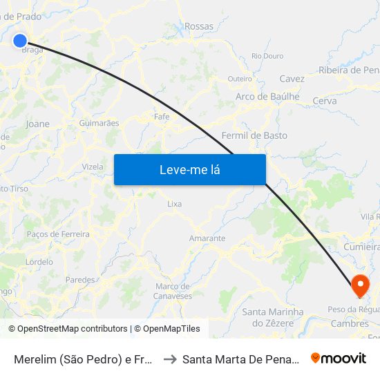 Merelim (São Pedro) e Frossos to Santa Marta De Penaguião map