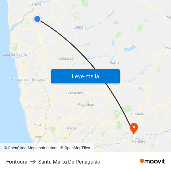 Fontoura to Santa Marta De Penaguião map