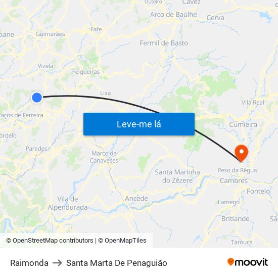 Raimonda to Santa Marta De Penaguião map