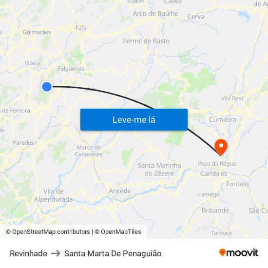 Revinhade to Santa Marta De Penaguião map