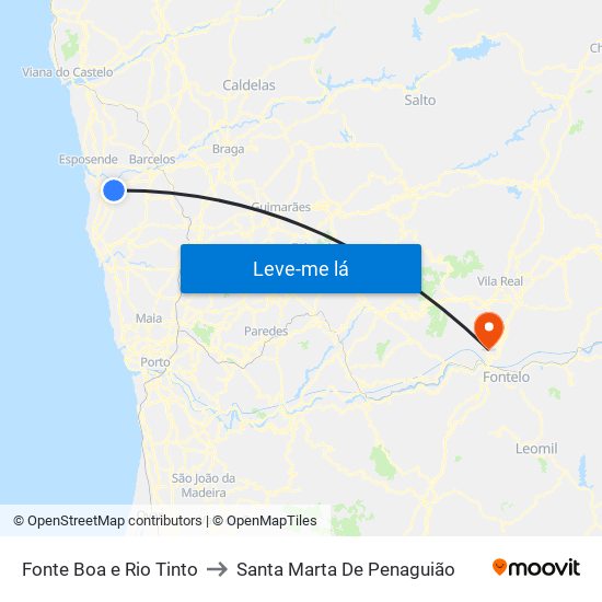 Fonte Boa e Rio Tinto to Santa Marta De Penaguião map