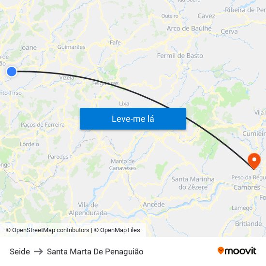 Seide to Santa Marta De Penaguião map