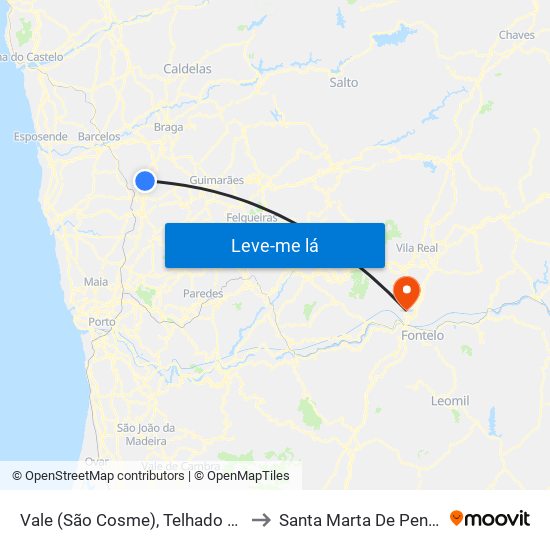 Vale (São Cosme), Telhado e Portela to Santa Marta De Penaguião map