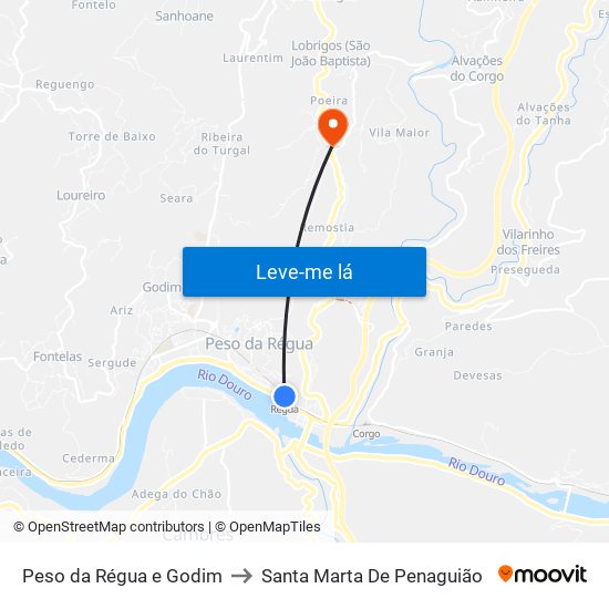 Peso da Régua e Godim to Santa Marta De Penaguião map