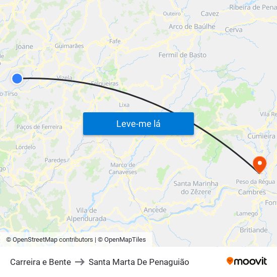 Carreira e Bente to Santa Marta De Penaguião map