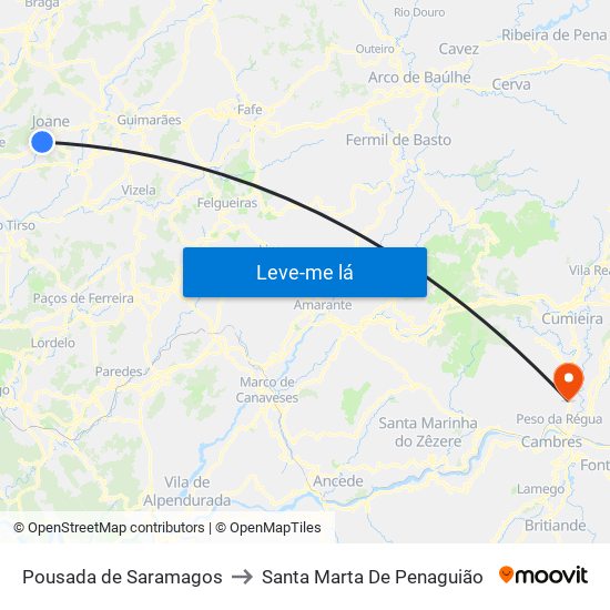 Pousada de Saramagos to Santa Marta De Penaguião map