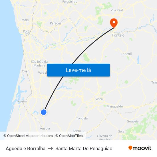 Águeda e Borralha to Santa Marta De Penaguião map