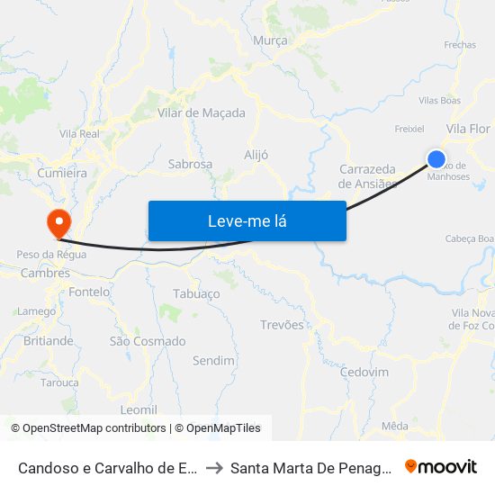 Candoso e Carvalho de Egas to Santa Marta De Penaguião map
