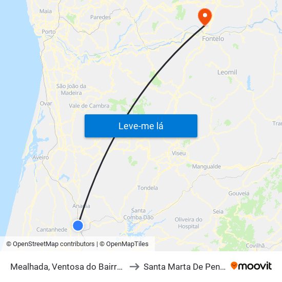 Mealhada, Ventosa do Bairro e Antes to Santa Marta De Penaguião map