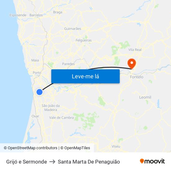 Grijó e Sermonde to Santa Marta De Penaguião map