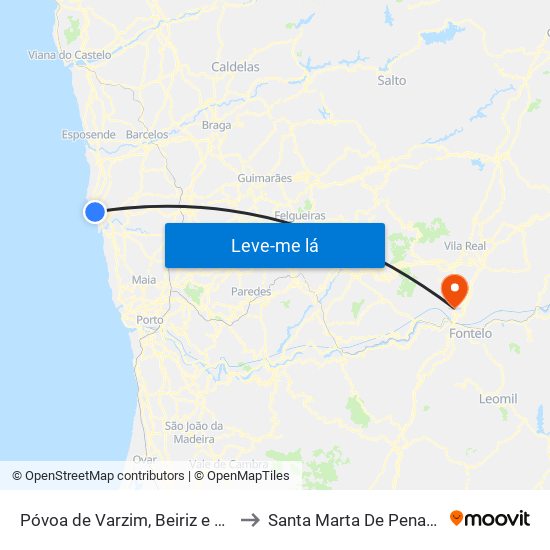 Póvoa de Varzim, Beiriz e Argivai to Santa Marta De Penaguião map