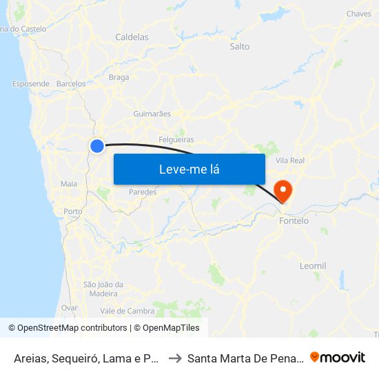 Areias, Sequeiró, Lama e Palmeira to Santa Marta De Penaguião map