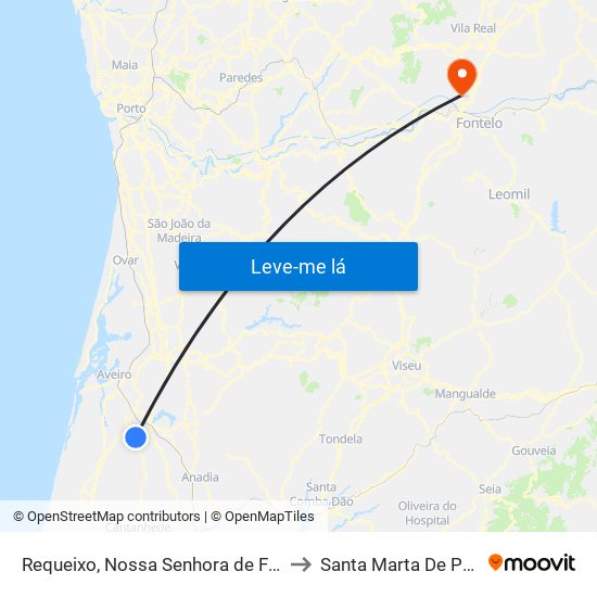 Requeixo, Nossa Senhora de Fátima e Nariz to Santa Marta De Penaguião map