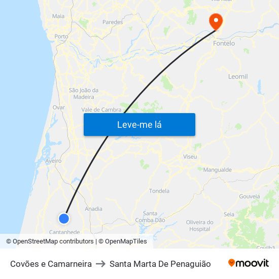 Covões e Camarneira to Santa Marta De Penaguião map