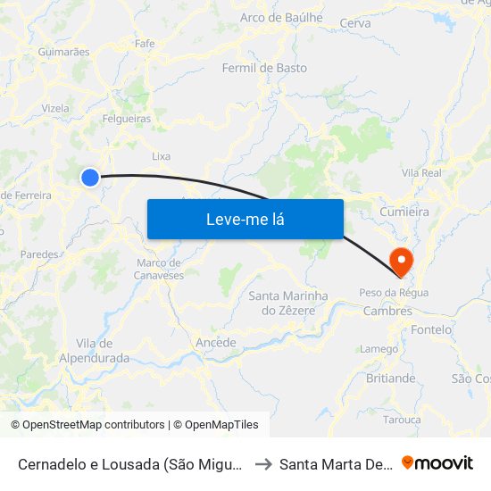 Cernadelo e Lousada (São Miguel e Santa Margarida) to Santa Marta De Penaguião map