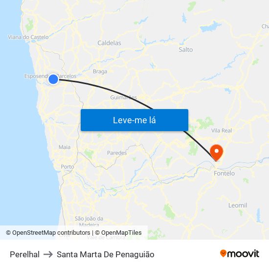 Perelhal to Santa Marta De Penaguião map