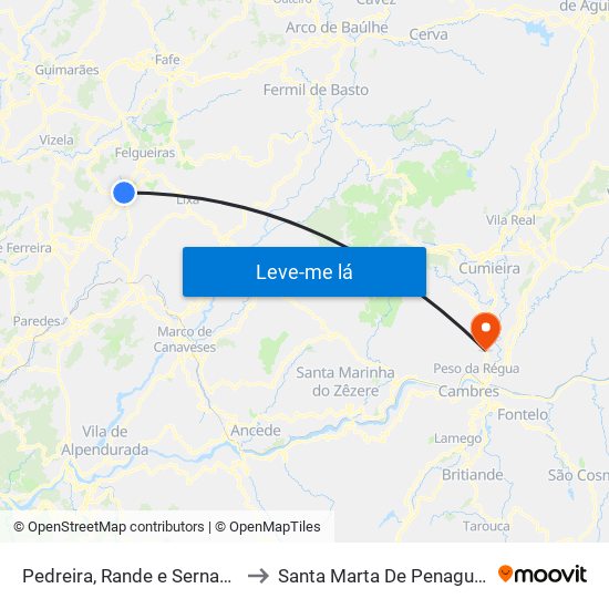 Pedreira, Rande e Sernande to Santa Marta De Penaguião map