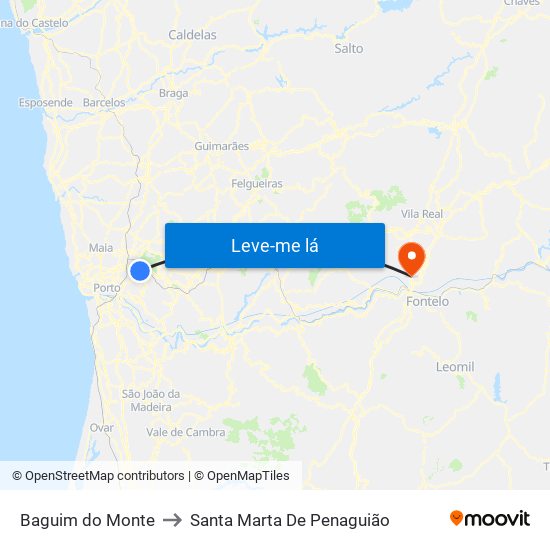 Baguim do Monte to Santa Marta De Penaguião map