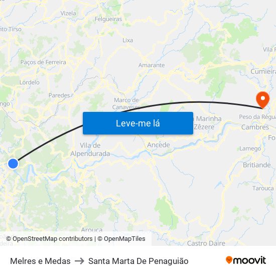 Melres e Medas to Santa Marta De Penaguião map