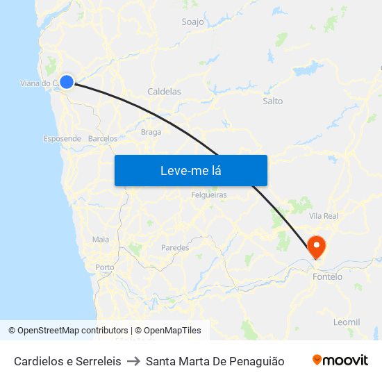 Cardielos e Serreleis to Santa Marta De Penaguião map