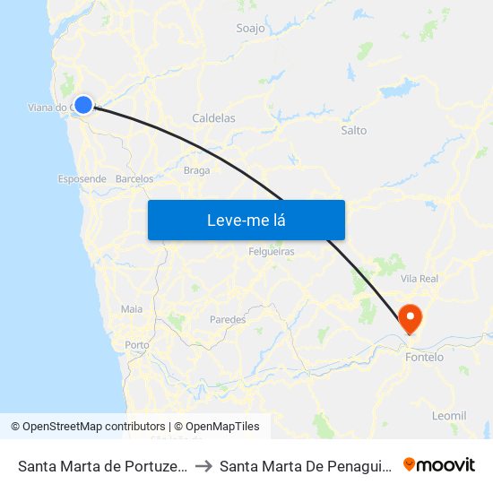 Santa Marta de Portuzelo to Santa Marta De Penaguião map