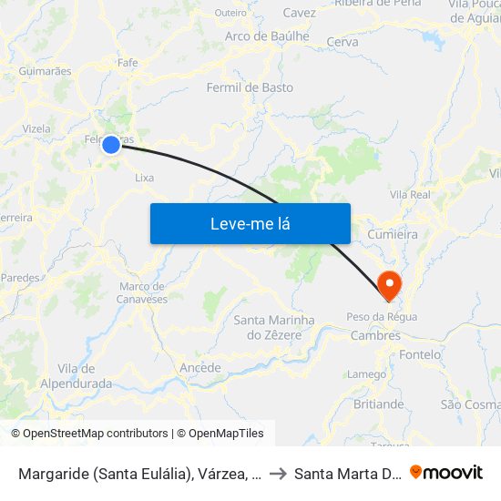 Margaride (Santa Eulália), Várzea, Lagares, Varziela e Moure to Santa Marta De Penaguião map