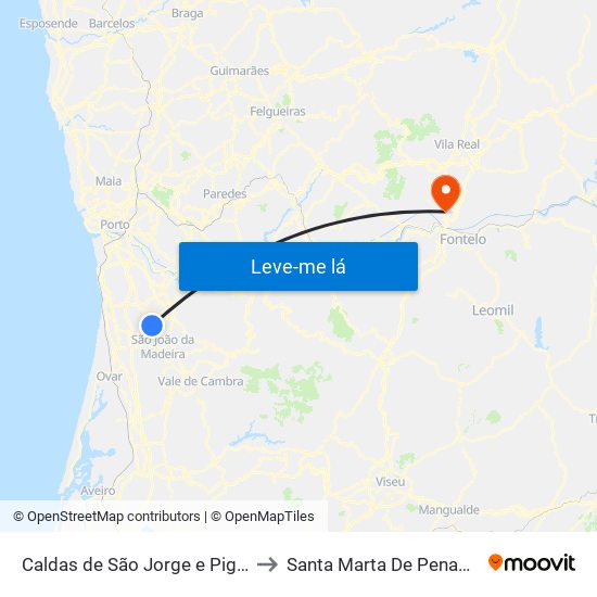 Caldas de São Jorge e Pigeiros to Santa Marta De Penaguião map