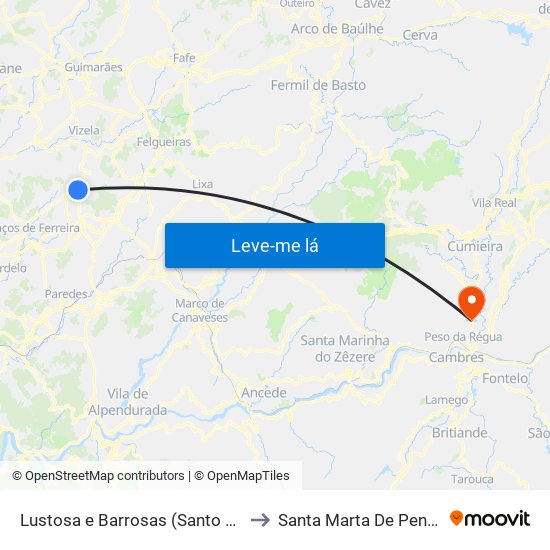 Lustosa e Barrosas (Santo Estêvão) to Santa Marta De Penaguião map