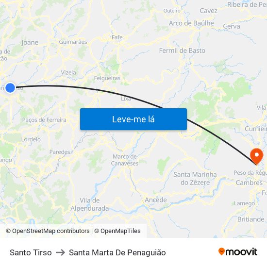 Santo Tirso to Santa Marta De Penaguião map